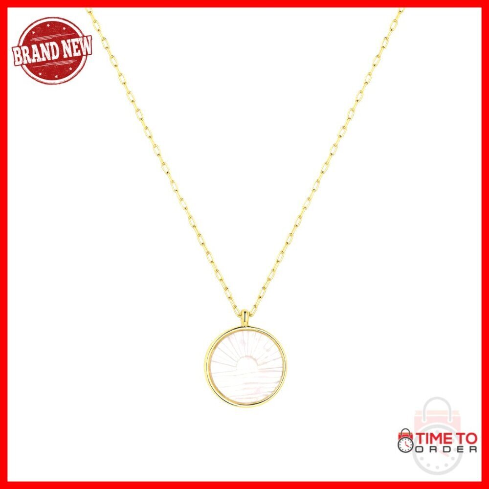 Adjustable 18k Gold-Plated Necklace with Mother of Pearl Pendant